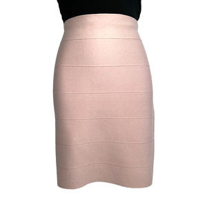 Guess Anaria Bandage Skirt BodyCon Fitted Stretch Side Stripes Light Pink Sz XL